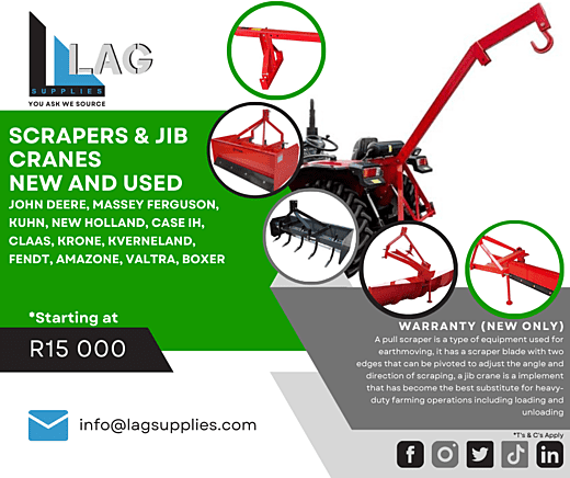 Scrapers & Jib Cranes New and Used